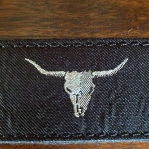 New Republic Mark McNairy Silk & Leather Steer Belt Silver & Black